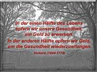 In der einen Hälfte des Lebens opfern wir unsere Gesundheit, um Geld zu erwerben. In der anderen Hälfte opfern wir Geld, um die Gesundheit wiederzuerlangen.